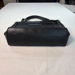 Brighton black leather handbag. 2 pockets with charm, tassel, woven handle thumbnail 8