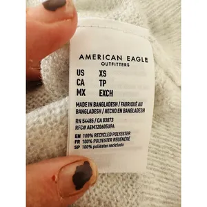 American Eagle Womens Pullover‎ V Neck Sweater White Grey Oversize Soft Size XS thumbnail 7