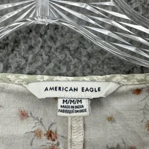 American Eagle Floral Long Sleeve Crop Top Cottagecore Boho‎ Women's Medium thumbnail 3