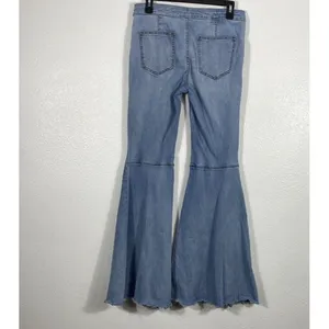 We The Free Flared Women's Jeans Light Blue Denim Raw Hem Stretch High Rise thumbnail 7