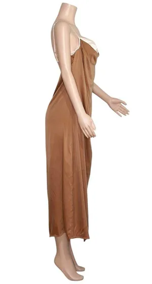 FOR LOVE & LEMONS Viv Maxi Dress, Brown, XL thumbnail 10