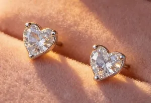 Small CZ Diamond Stud Earrings Silver thumbnail 1