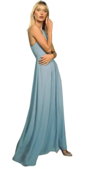 NWT Womens Size XS Lulu's Dusty Blue Air of Romance Sleeveless Maxi Dress thumbnail 1