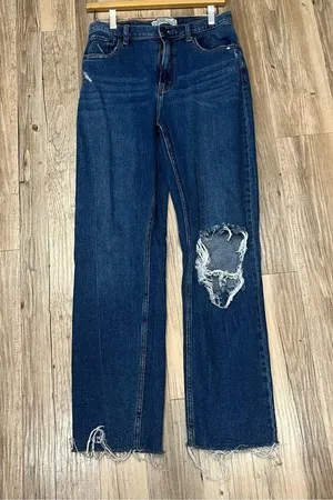 Abercrombie and Fitch 90's straight ultra high rise jeans Distressed sz 28 6 thumbnail 6