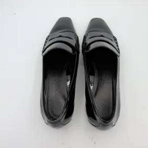 Marion Parke Black Patent Leather Square Pointed Toe Penny Loafer Women 39 Italy thumbnail 6