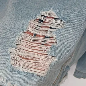 Wild Fable Womens Distressed Long Sleeve Button Denim Jean Jacket‎ Blue Large thumbnail 6