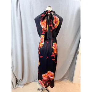 Karen‎ Millen Rose Floral High Neck Bow Back Double Sleeve Maxi Midi Dress US 8 thumbnail 2