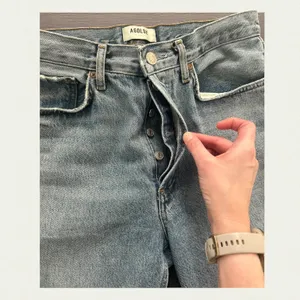 AGOLDE High Rise Straight Leg Jeans Light Wash Raw Frayed Hem Women's size 28 thumbnail 6