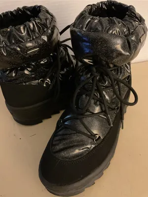 Pajar women black suede nylon puffy platform waterproof wedge boots US 7 thumbnail 5