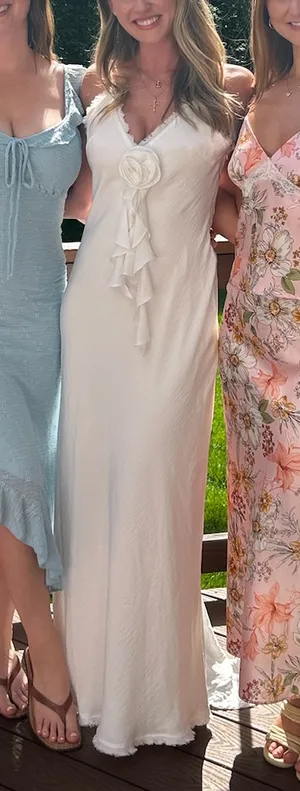 12th Tribe Prosecco White Rosette Frill Maxi Dress thumbnail 4