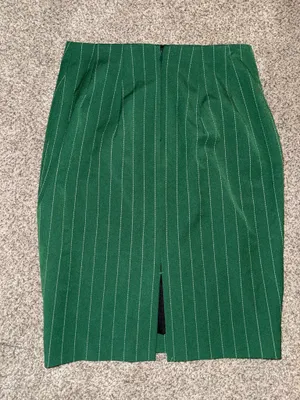 Express Pinstripe Pencil Skirt Size 0 Green White thumbnail 2