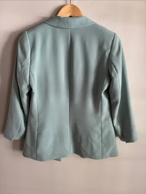 H&M Green Blazer XS Open Front 3/4 Sleeve Career Workwear thumbnail 6