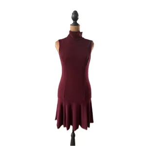 Alice + Olivia Maroon Drop Hem Sleeveless Knit Dress Size 4 thumbnail 3