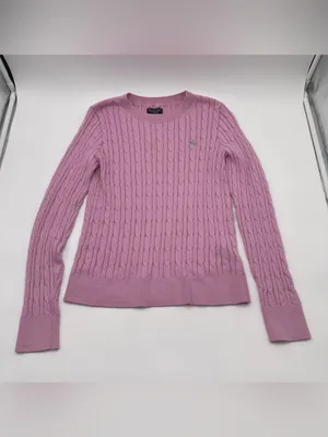 Vtg Y2k 2000s Abercrombie & Fitch Pink Cable Knit Crewneck Sweater Womens Sz Med thumbnail 2