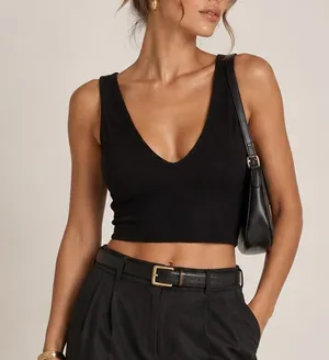 Indah Body Lined Crop Tank Top Womens Small Black Y2K Going Out Indie Sleaze thumbnail 1
