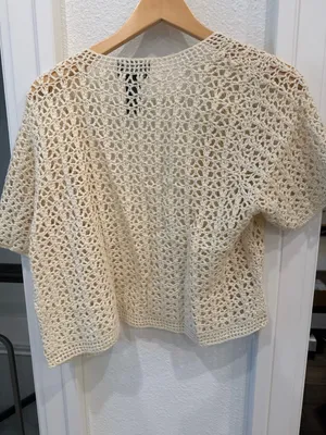 Bay Studio 1X Ivory Crochet Open Front Cardigan Cotton Blend thumbnail 3