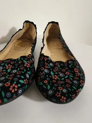 Crown Vintage Westyn Black Floral Print Ballet Flats Size 9 thumbnail 3