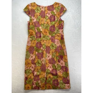 Talbots Shift Dress Womens 6 Pink‎ Green Retro Mod Floral Faux Pockets thumbnail 7