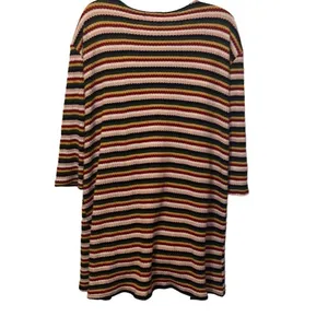Nix & Nox Colorful Rainbow Striped Crochet Open Cardigan Duster Oversized‎ Large thumbnail 2