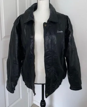 Italian Stone Design Black Genuine Leather Embroidered Unisex Biker Jacket Size Medium thumbnail 1