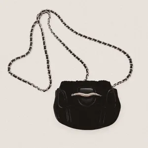 aimee kestenberg fierce and fab shearling chain leather flab mini micro purse thumbnail 1