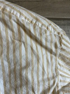 Old Navy Women's Cream and Tan Striped Button-Down Shirt thumbnail 3