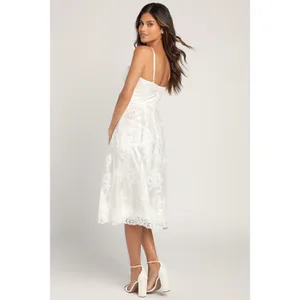 NWT Lulus My Darling Daydreamer White Lace Bustier Midi Dress Cocktail Size S thumbnail 3