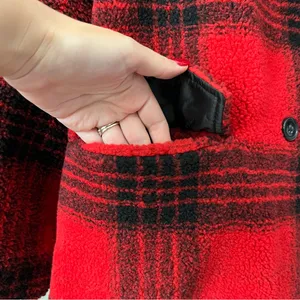 Stoosh Peacoat Jacket Double Breasted in Red and Black Plaid Size L thumbnail 4
