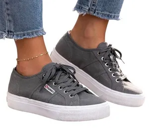 Superga 2790 Platform Sneakers Gray Canvas‎ 8W EU 39 Chunky Sole Casual thumbnail 1