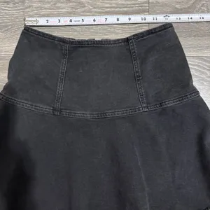 Free People Black Highlands Washed Denim A‎ Line Mini Skirt Distressed Raw Hem 0 thumbnail 9
