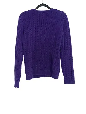 Lauren Ralph Lauren Purple Cable Knit Crewneck Cotton Sweater XL thumbnail 2