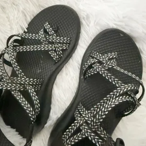 CHACO | Black White Print Sandals Shoes ZX 2 Dual Adjustable Straps | Size 5 thumbnail 3