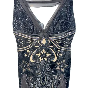NWT Mandalay Black Silver Beaded Sequin Short Mini Evening Dress Womens Size 10 thumbnail 3