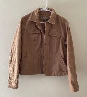 M- croft & barrow Women's Vintage Tan Embroidered Jacket w/‎ Pockets thumbnail 1