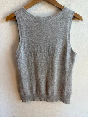 Sutton Cashmere Gray Scoop Neck Sleeveless Blouse Size Large thumbnail 2