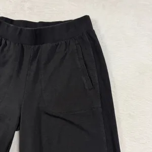 Talbots S Black Ribbed Trim Wide Leg Cropped Lounge Yoga Pants Relaxed Workout thumbnail 5