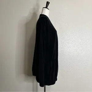 Barefoot Dreams Cozychic Lite Black Open Front Soft Sweater Cardigan, Sz Large thumbnail 7