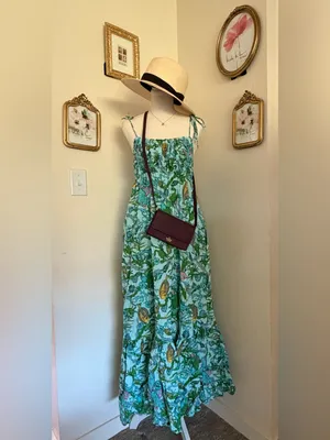 kate spade Green Floral Tie-Shoulder Maxi Dress with pockets thumbnail 5