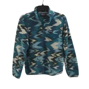 Patagonia Synchilla Fleece Women's Adult Small Trout Tales Elwha Blue Mock Neck thumbnail 12