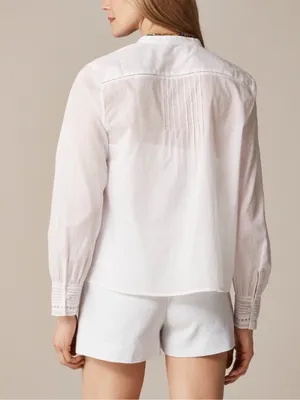 J. Crew Pintuck Lace Trim Top in Cotton Voile thumbnail 4