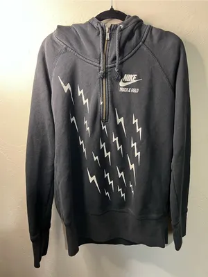 Nike Track & Field Night Bolts Black Lightning Half Zip Hooded Sweatshirt thumbnail 2