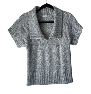 Anthropologie Kimchi‎ Blue Cable Knit Gray Sweater Sm Preppy Gilmore Girls thumbnail 1