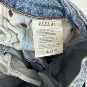 AGOLDE Distressed Crop Jeans Womens 32 Raw Hem Light Wash Straight‎ 90s thumbnail 5