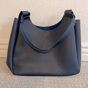 Neiman Marcus Navy Blue Faux Leather Shoulder Bag thumbnail 1