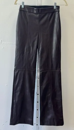 Ann Taylor Espresso Brown Faux Leather High Rise Flare Seam Front Pants 00 thumbnail 1