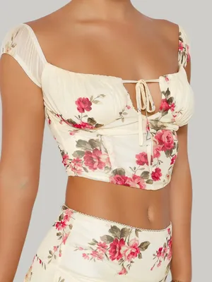 Tiger Mist FEYRA Floral Crop Top thumbnail 1