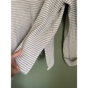 Eileen Fisher Cotton Silk Striped Sweater Silver Light Gray White Size SP thumbnail 5