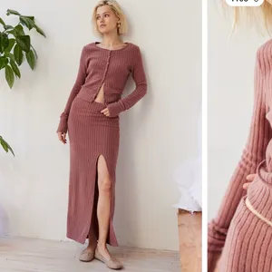 NWT urban outfitters ribbed pink midi skirt thumbnail 2