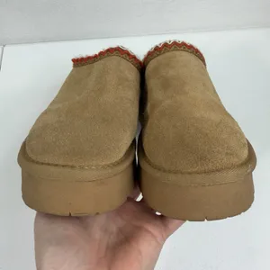 Cushionare Women’s 8.5 Kabuki Genuine Suede Platform Mule Slippers Tazz Beige‎ thumbnail 9