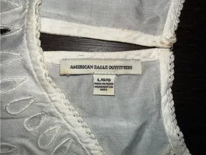 American Eagle Outfitters White Eyelet Embroidered Babydoll Mini Dress Coverup thumbnail 5